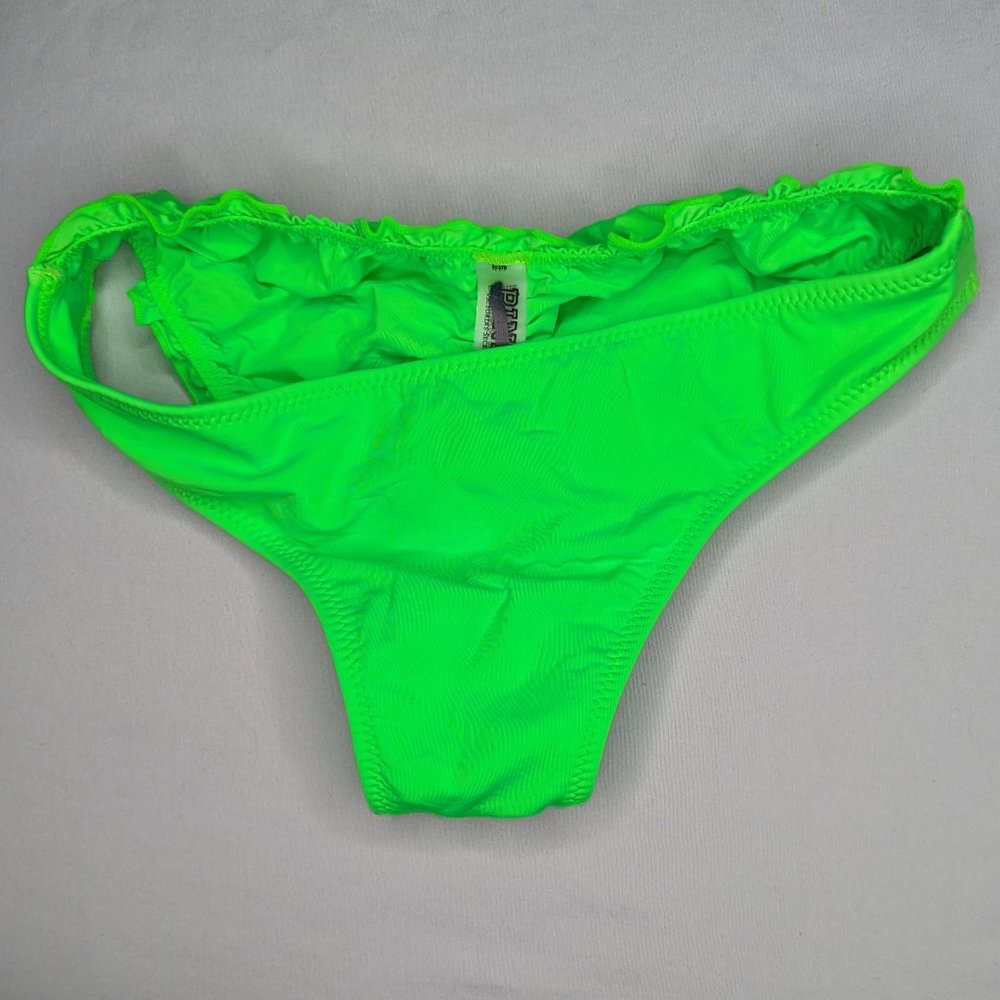 Neon Green Ruffle Booty  Swim Bikini Bottoms (S) PINK Victoria's Secret